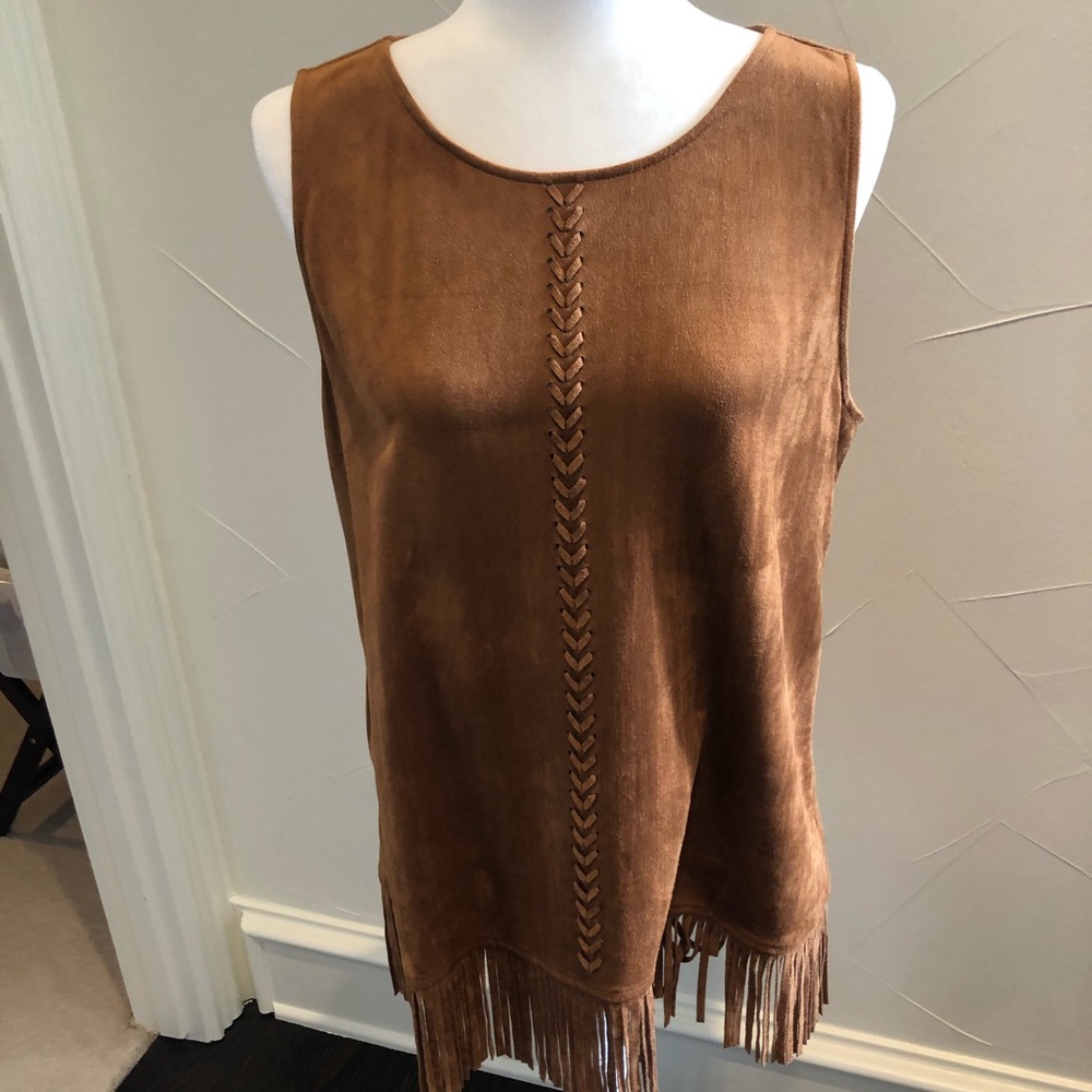 Mittoshop suede like fringed vest
